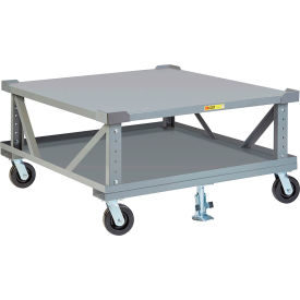 Little Giant® Adj. Height Mobile Pallet Stand w/Lower Deck 40"x48" Solid Deck & Load Retainers 