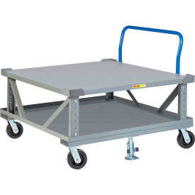 Little Giant® Adj. Height Mobile Pallet Stand w/ Handle 40" x 48" Solid Deck & Load Retainers 