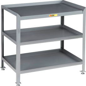 Adjustable Height Workbench, 3 Shelves, 36 x 24", Steel Square Edge, Gray view 2