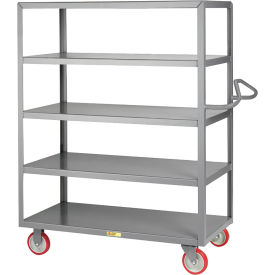Little Giant 5ENM-2436-5PY Little Giant® Welded 5-Shelf Service Cart, 1200 lb. Capacity, 41-1/2"L x 24"W x 61-1/2"H, Gray image.