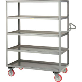 Little Giant 5ENML-2436-5PY Little Giant® Welded 5-Shelf Service Cart, 1200 lb. Capacity, 41-1/2"L x 24"W x 62"H, Gray image.
