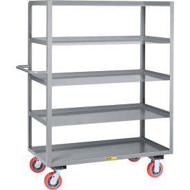 Little Giant 5MC-2436-6PY Little Giant® Order Picker Truck w/ 5 Shelves, 3600 lb. Cap., 41-1/2"L x 24"W x 64-1/2"H, Gray image.