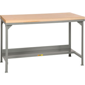 Welded Steel Workbench - Maple Butcher Block Top & Shelf - 48"W x 30"D x 37-3/4"H view 2