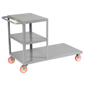 Little Giant CC-2448-5PYBK Little Giant® Combo Truck w/Platform & Shelves, 1200 lb. Capacity, 48"L x 24"W x 36"H, Gray image.