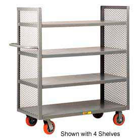 Little Giant DET3-3048-6PY Little Giant® 2 Sided Shelf Truck w/3 Shelves, 3600 lb. Capacity, 48"L x 30"W x 57"H, Gray image.