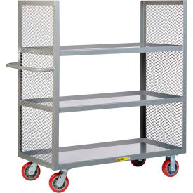 Little Giant DET3L-2460-6PY Little Giant® 2 Sided Mesh Bulk Truck w/3 Shelves, 3600 lb. Capacity, 65-1/2"L x 24"W x 57"H image.