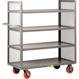 Little Giant DET4L-2460-6PY Little Giant® 2 Sided Mesh Bulk Truck w/4 Shelves, 3600 lb. Cap, 65-1/2"L x 24"W x 57"H, Gray image.