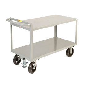 Little Giant G-2436-8MRFL Little Giant® Merchandise Cart w/2 Flush Shelves, 2400 lb. Capacity, 36"L x 24"W x 36"H, Gray image.