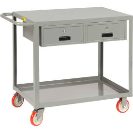 Little Giant LG-2448-BK-2DR Little Giant® Service Cart w/2 Drawers, 1200 lb. Capacity, 48"L x 24"W x 35"H, Gray image.