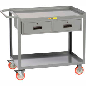 Little Giant MW-2448-5TL-2DR Little Giant® Stock Cart w/2 Drawers, 1200 lb. Capacity, 48"L x 24"W x 34"H, Gray image.