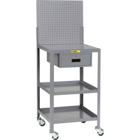 Little Giant® Mobile Shop Desk with Drawer 3 Shelves & Pegboard 24"W x 22"D Gray 