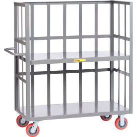 Little Giant S2-2448-6PY Little Giant® 3 Sided Bulk Truck w/2 Shelves, 3600 lb. Capacity, 48"L x 24"W x 57"H, Gray image.