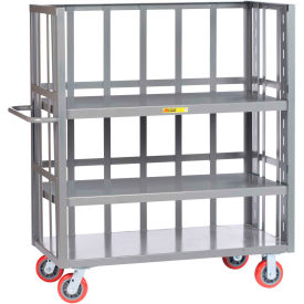 Little Giant S3-A-2448-6PY Little Giant® 3 Sided Bulk Truck w/2 Shelves, 3600 lb. Capacity, 53-1/2"L x 24"W x 57"H, Gray image.