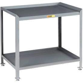 Adjustable Height Workbench, 2 Shelves, 48 x 24", Steel Square Edge, Gray view 2