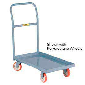 Steel Deck Platform Truck T-500-LU - Lip Edge - 18 x 32 - Mold-on Rubber Wheels view 2