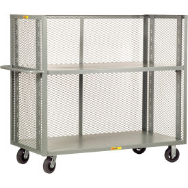 Little Giant T2-A-2460-6MR Little Giant® 3-Sided Shelf Truck w/ Mesh Sides, 3600 lb. Cap., 65-1/2"L x 24"W x 57"H, Gray image.