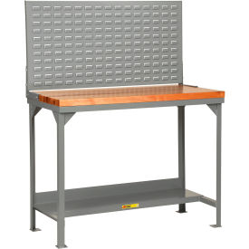 Little Giant® Heavy Duty Welded Workbench 48 x 24"" Louvered Panel Butcher Block Square Edge