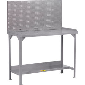 Little Giant® Heavy Duty Welded Workbench 60 x 24"" Pegboard Panel Steel Square Edge