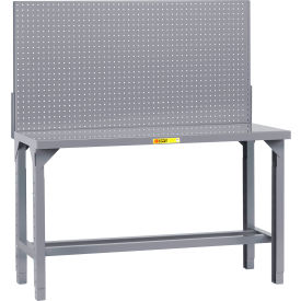 Little Giant® HD Welded Workbench 60 x 24"" Open Base & Pegboard Panel Steel Square Edge