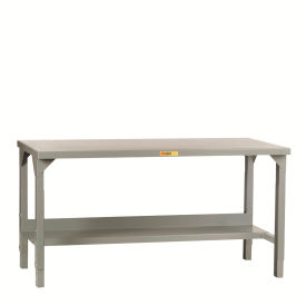 Little Giant® Heavy Duty Welded Workbench 60 x 24"" Adj Height Lower Shelf Steel Square Edge