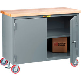 Little Giant® Mobile Cabinet Workbench with 3 Shelves & Floor Lock 36""W x 24""D Gray