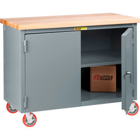 Little Giant® Mobile Cabinet Workbench with 3 Shelves & Wheel Brakes 72""W x 30""D Gray