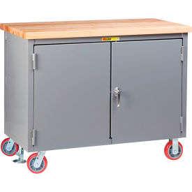 Little Giant® Mobile Cabinet Workbench with 2 Shelves & Floor Lock 36""W x 24""D Gray