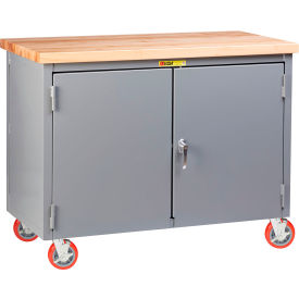 Little Giant® Mobile Cabinet Workbench with 2 Shelves & Wheel Brakes 60""W x 30""D Gray