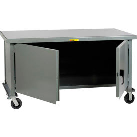 Little Giant WWC-3672-6PHFL Little Giant Heavy Duty Mobile Security Workbench w/ Steel Square Edge Top, 72"W x 36"D, Gray image.