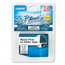 P-Touch TZ Tape Cartridge, TZ Standard Laminated Tape, Black on White, 1-1/2W