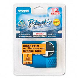 P-Touch Tape Cartridge, TZ Stand Laminate Tape, Black/Fluorescent Orange, 1W