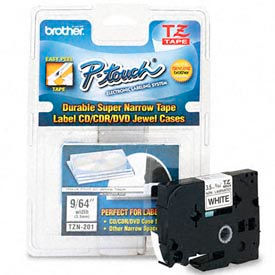 Brother International Corp TZN-201 P-Touch Cartridge, TZ Super-Narrow Non-Laminated Tape, Black-on-White, 1/8W image.
