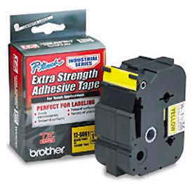 Brother International Corp TZS-661 TZ Extra-Strength Adhesive Tapes-Laminated, Black on Yellow, 1-1/2w image.