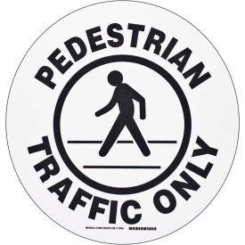 Brady Worldwide Inc 104509 Brady® 104509 Floor Pedestrian Traffic Only Sign, Black/White, Polyester, 17"Dia image.