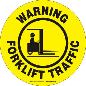 Brady Worldwide Inc 104512 Brady® 104512 Floor Warning Forklift Traffic Sign, Yellow/Black, Polyester, 17"Dia image.