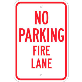 Brady Worldwide Inc 112626 Brady® 112626 No Parking Fire Lane Sign, HIP Reflective Sign, Aluminum, 12"W x 18"H image.