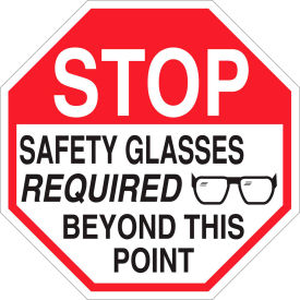 Brady Worldwide Inc 124543 Brady® 124543 Stop Safety Glasses Required Beyond This Point Sign, Polystyrene, 18"W x 18"H image.