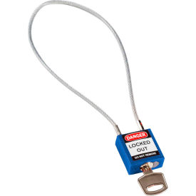 Brady Worldwide Inc 146126 Brady® 146126 Cable Safety Padlock With Label, 8"H Clearance Steel Cable, Blue image.