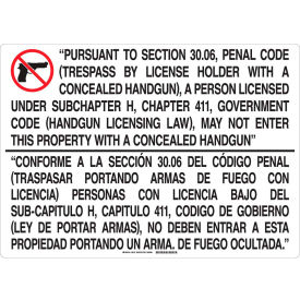 Brady Worldwide Inc 148138 Brady® 148138 Bilingual Texas Gun Sign, 30.07, Aluminum, 28"W x 20"H image.