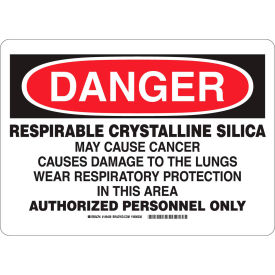 Brady Worldwide Inc 149438 Brady® 149438 DANGER Respirable Crystalline Silica Sign, 7"H x 10"W, Polyester image.