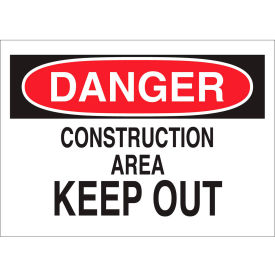 Brady Worldwide Inc 25804 Brady® 25804 Danger Construction Area Keep Out Sign, Polystyrene, 14"W x 10"H image.