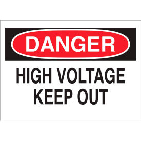 Brady Worldwide Inc 45471 Brady® 45471 Danger High Voltage Keep Out Sign, Fiberglass, 14"W x 10"H image.