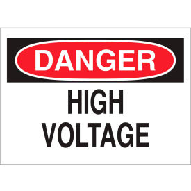 Brady Worldwide Inc 47005 Brady® 47005 Danger High Voltage Sign, Fiberglass, 14"W x 10"H image.