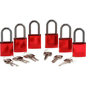 Brady Worldwide Inc 51370 Brady® 51370 Aluminum Lockout Padlock, 1", Red, 6/Pack image.