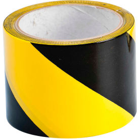 Brady Worldwide Inc 55303 Brady® 55303 Warning Stripe & Check Tape, Vinyl, 3"W x 18 Yd, Black/Yellow image.