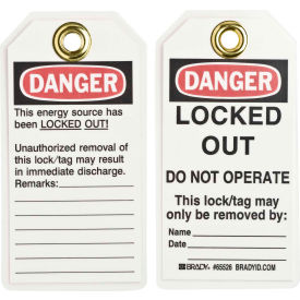 Brady Worldwide Inc 65526 Brady® 65526 Lockout Tag- Danger Locked Out Do Not Operate, Heavy Duty Polyester, 25/Pack image.