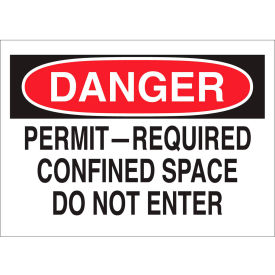 Brady Worldwide Inc 65950 Brady® 65950 Danger Permit-Required Confined Space Do Not Enter Sign, Self-Adhesive, 10"W x 7"H image.