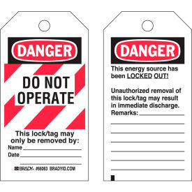 Brady Worldwide Inc 66063 Brady® 66063 Lockout Tag- Danger Do Not Operate, 2 Sided ,Polyester, 25/Pack image.