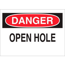Brady Worldwide Inc 74299 Brady® 74299 Danger Open Hole Sign, Fiberglass, 10"W x 7"H image.
