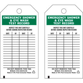Brady Worldwide Inc 76195 Brady® 76195 Emergency Shower & Eye Wash Test Record Tag, Polyester, 3"W x 5-3/4"H, 25/Pkg image.